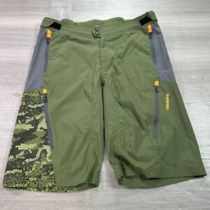 GIANT Cycling Mountain Bike Shorts Mens XL Green Camo Zip Pockets Nylon Trail